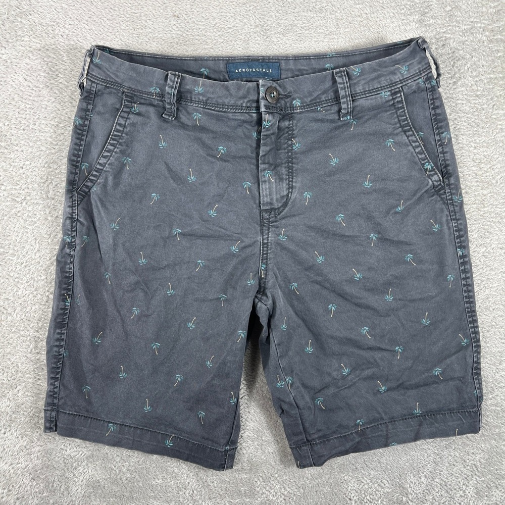 Aeropostale Palm Tree Print Chino Shorts Mens 30‎ Gray Casual Summer